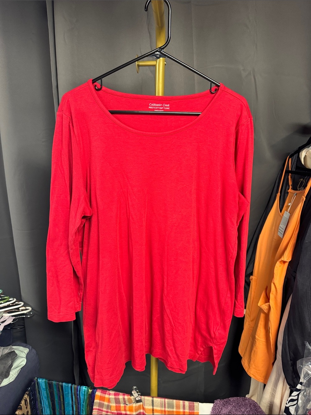 Coldwater Creek Bright Red Long Sleeve Scoop Neck Top
